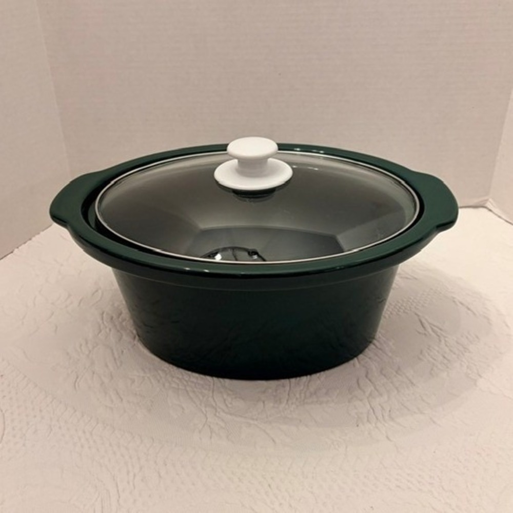 Oval Replacement Crock Insert & Glass Lid 4 Qt Slow Cooker Hunter Green NO BASE